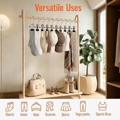 30 Pack Pants Hangers with Clip, Legging Organizer for Closet, Yoga Pants Hangers, Space Saving Hanging Closet Organizer and Storage for Socks, Panties, Underwear, Pants and Jeans (Black1)