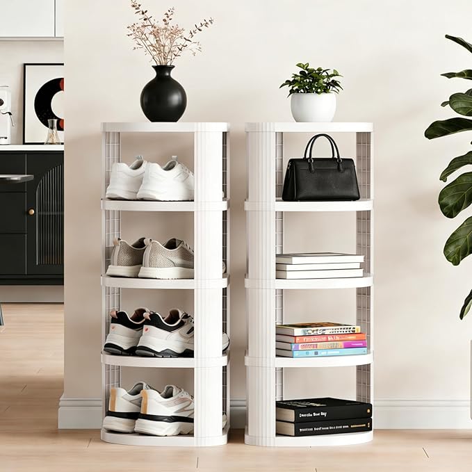 NestOrganix 10 Tiers Free Standing Shoe Racks, Sturdy Narrow Shoe Shelf, Tall Shoe Rack for Closet, Entrance, Living Room, White