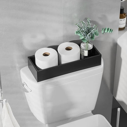 ZHWS Toilet Paper Basket, Bathroom Basket for Counter Toiletires Decor Towel TP, Back of Toilet Organizer Storage, Guest Toilet Tank Tray, Vanity Tray for Perfume Makeup Kitchen 15"x6"x3" Black