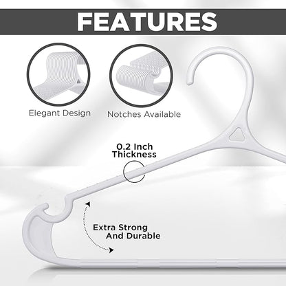 Utopia Home Clothes Hangers - Standard Plastic Hangers Space Saving - Durable Coat Hangers 20 Pack (White)