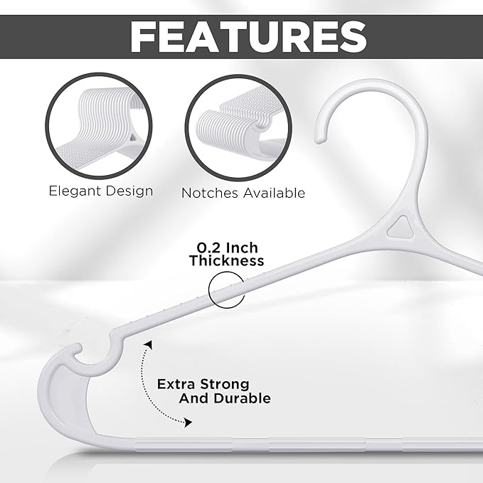 Utopia Home Clothes Hangers - Standard Plastic Hangers Space Saving - Durable Coat Hangers 30 Pack (White)