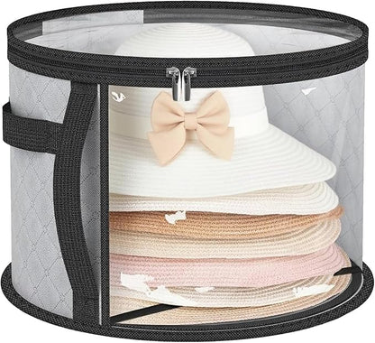 Oversized Clear Hat-Organizer Bag for Travel and Storage, Large Capacity Caps Cowboy Hat-Storage for Closet With Handles, Hat Box Storage for Women & Men (Grey)