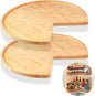 Leinuosen 2 Pcs 24in/28in/32in Banded Pine Wood Full Kidney Shaped Lazy Susan for Corner Base Cabinets with Iron Swivel Bearing for Kitchen Turntables, Not Include Metal Rod(28 Inch,Wood Color)