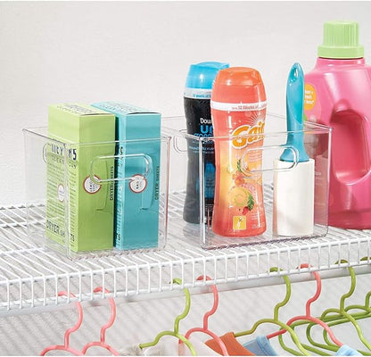 iDesign Kitchen Binz BPA-Free Plastic Deep Stackable Organizer with Handles - 8" x 8" x 6", Clear (Pack of 2)