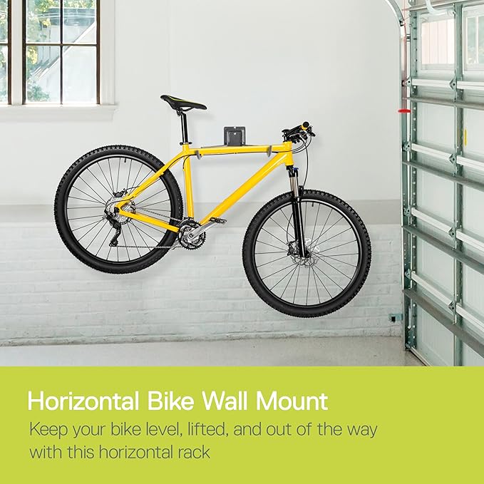 Delta Cycle 2 Bike Rack Garage - Foldable Bicycle Wall Mount Hanger with Storage Shelf Holds Up to 65 lbs