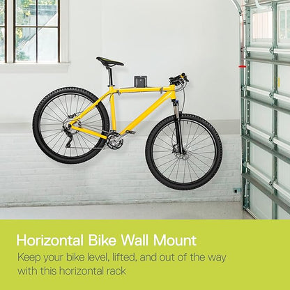 Delta Cycle 2 Bike Rack Garage - Foldable Bicycle Wall Mount Hanger with Storage Shelf Holds Up to 65 lbs