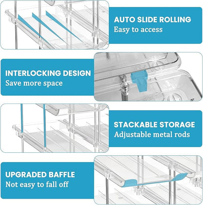 Can Organizer for Pantry, 2 Tier Canned Food Goods Storage Organizer, Clear Soda Can Organizer for Refrigerator Stackable Can Dispenser Rack Holders for Pantry Cabinet Fridge Countertop, Holds 24 Cans