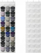 Baseball Hat Rack, 24 Pocket Over-The-Door Hat Organizer with Clear Deep Pockets to Display Baseball Caps Collection, Complete with 3 Over Door Hooks (White, 30 Pockets)
