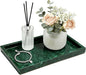 Pure Natural Marble Tray for Bathroom, Dresser, Sink. Cosmetics, toiletries, perfumes, Jewelry, Candles, etc. can be Placed (Jade Green, 12" x 8" x 1.2")