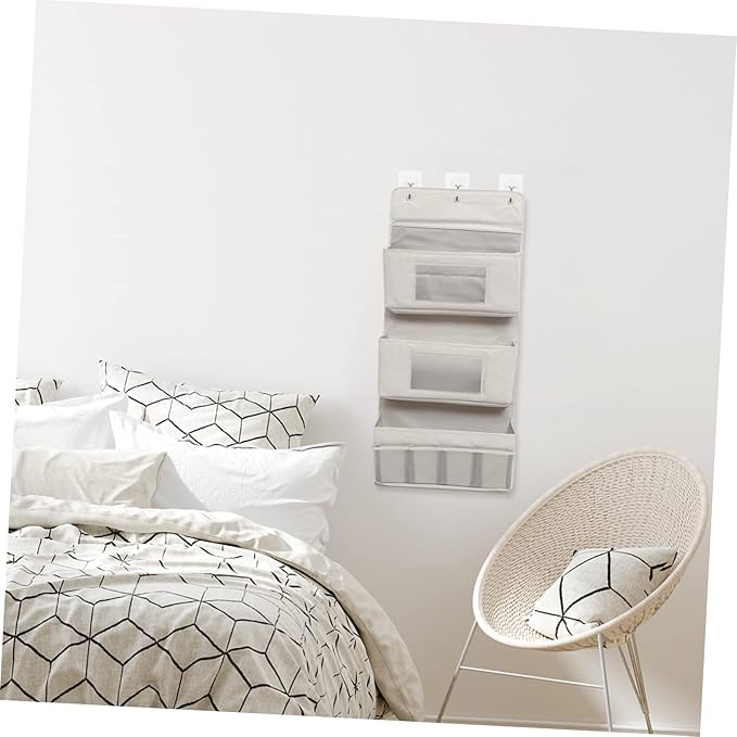 Door Storage Organizer Foldable Hanging Storage Pouch with Hooks Gray 40x90cm for Boys and Girls Room and Dormitory Organization