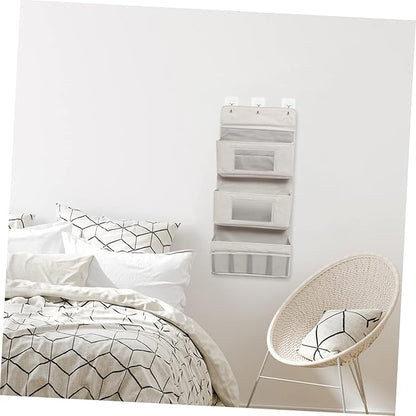 Door Storage Organizer Foldable Hanging Storage Pouch with Hooks Gray 40x90cm for Boys and Girls Room and Dormitory Organization