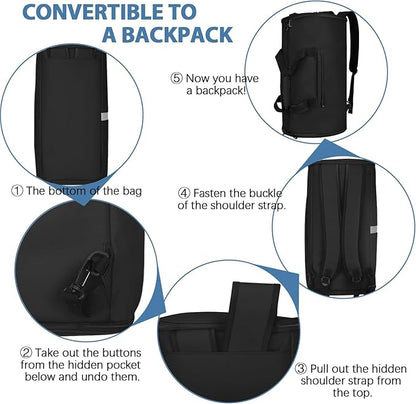 Garment Bags for Travel,50L Carry on Convertible Garment Duffle bag with Shoulder Strap,3 in 1 Hanging Suit Travel Bag with Shoulder Strap