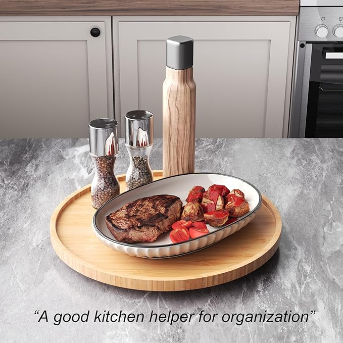 VERTORGAN Lazy Susan Organizer for Kitchen,Bamboo Turntable for Cabinet,Pantry,Vanity,Large（Natural）