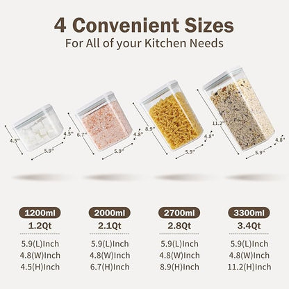 Melovom 12 Pcs Pop Food Storage Containers Airtight Food Storage Containers Set with Lids Kitchen Pantry Organization and Storage, 3.4Qt, 2.8Qt, 2.1Qt, 1.2Qt