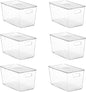 Vtopmart 6 Pack Clear Stackable Storage Bins with Lids,XLarge Plastic Containers with Handle for Pantry Organizer and Storage,Perfect for Kitchen,Fridge,Cabinet, Closet,Bathroom Organization