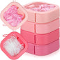 Kathfly 4 Pcs Pink Color Hair Tie Organizer Portable Hair Accessory Storage Containers Stackable Tie Bobby Pin Holder Home Cotton Swab Dispenser Accessories Jewelry Organizer Box