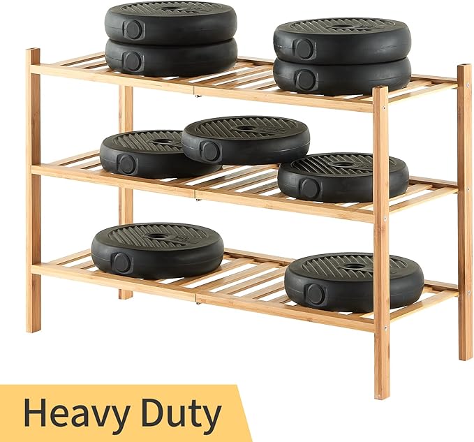 4-Tier Bamboo Shoe Rack for Entryway, Stackable | Heavy Duty | Multi-Function, Free Standing Shoe Racks for Bedroom Hallway Closet