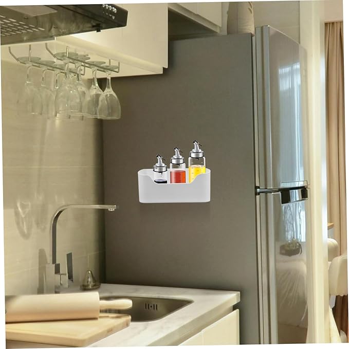SHOWERORO 2pcs Bathroom Cabinet Organizer Wall Makeup Storage Box Sink Organizer Adhesive Mount Fridge Drink Holder