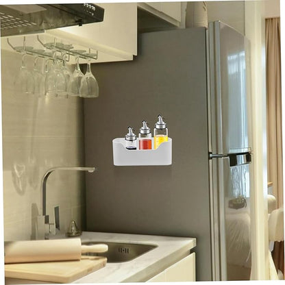 SHOWERORO 2pcs Bathroom Cabinet Organizer Wall Makeup Storage Box Sink Organizer Adhesive Mount Fridge Drink Holder