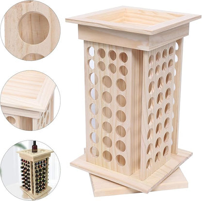 104-Slot 8 Tier Wooden Rotating Essential Oil Rack, Multi-Layer Essential Oil Bottle Display Storage Organizer Display Stand Diffuser Holder 104-Slots for 2.6cm/3cm Diameter Bottles