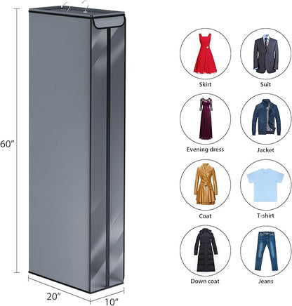 Univivi Garment Bags for Hanging Clothes 60", Hanging Garment Bags for Closet Storage with Large Clear Window, Garment Storage Bags for Suits, Coats, Dresses, 2 Pack