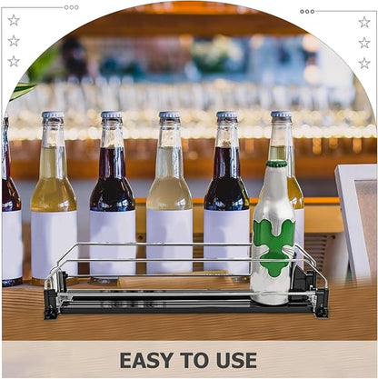 SOLUSTRE Drink Organizer for Fridge, Self-pushing Soda Can Dispenser Beverage Pusher Width Adjustable Water Bottle Pusher Automatic Glide Rack for Refrigerator Pantry Vending Machine 310MM