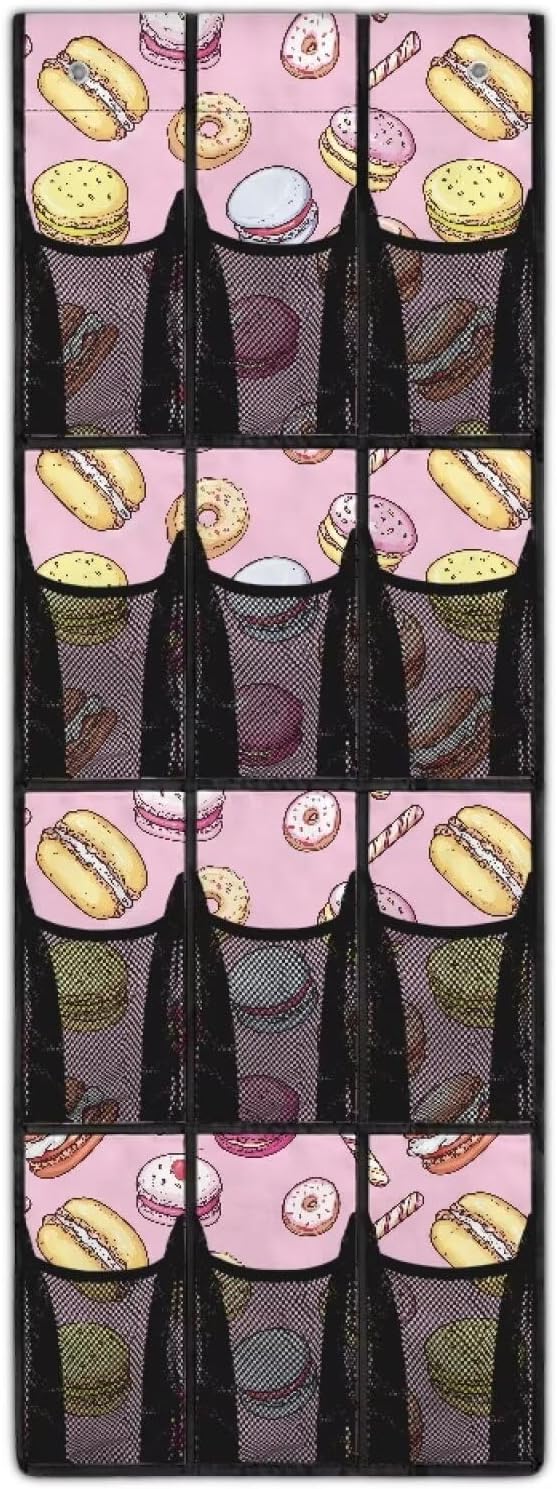 Pink Behind The Door Organizer 12 Pockets Shoe Holder Hanger for Living Room Space Saving Over The Door Shoe Organizer Bathroom Cookie Wall Hanging Storage for Closet