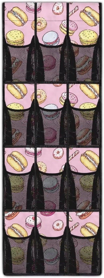 Pink Behind The Door Organizer 12 Pockets Shoe Holder Hanger for Living Room Space Saving Over The Door Shoe Organizer Bathroom Cookie Wall Hanging Storage for Closet