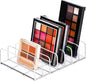 JessLab Eyeshadow Palette Makeup Organizer, Acrylic 7-Section Divided Make up Organizers and storage for Bathroom Vanity Countertop, Transparent, L