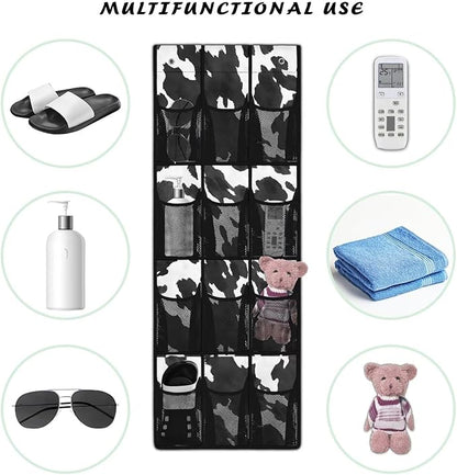 Geometric Pattern Over Door Organizer Bathroom 12 Pockets Shoe Holder Hanger Mesh Fabric Behind The Door Organizer for Office