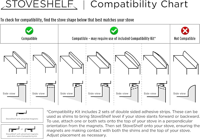 StoveShelf 20" Apartment Length White Magnetic Shelf for Kitchen Stove - Kitchen Storage Solution with Zero Installation - Over Stove Spice Rack Organizer