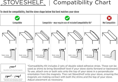 StoveShelf 24" Apartment Length Stainless Steel Finish Magnetic Shelf for Kitchen Stove - Kitchen Storage Solution with Zero Installation - Over Stove Spice Rack Organizer