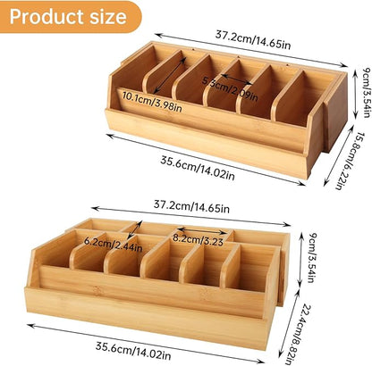 Adjustable Wood Belt Organizer, 10 Compartments Belt Rack and Tie Storage Holder for Closet and Drawer, Belt Holder Organizer and Displayer, Tie Holder Storage for Men Women, Wood Color