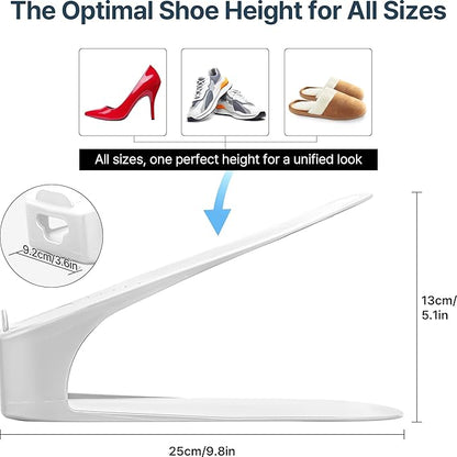 One-Piece Shoe Slot Organizer 20 Pack, Space-Saving Stackers for Closet, Entryway & Shoe Rack | No Assembly Needed