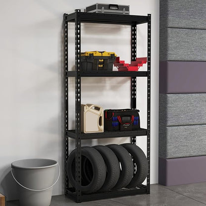 Goplus 4-Tier Metal Shelving Unit, 4 Pack Heavy Duty Wire Storage Rack with Anti-Slip Foot Pads, Height Adjustable Shelves for Warehouse, Kitchen, Living Room, Garage, 12" D x 27.5" W x 60" H