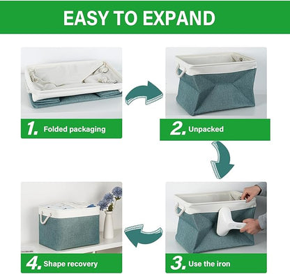 Bidtakay Large Storage Baskets for Shelves 3 Pack Fabric Storage Bins for Organizing Linen Collapsible Organizer for Closet-Deep Green