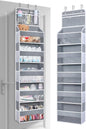 Over the Door Organizer Hanging Storage with 3 Clear Slip Pockets and 5 Large Pockets for Closet Door Organization - Heavy Duty for Bathroom, Pantry, Bedroom, Nursery
