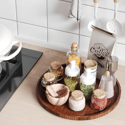 VERTORGAN Lazy Susan Organizer for Kitchen,Bamboo Turntable for Cabinet,Pantry,Vanity,Large（Brown）