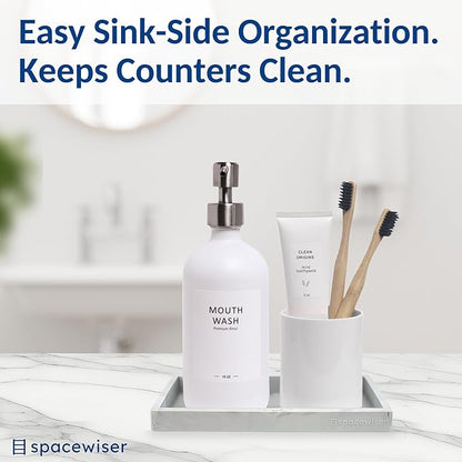 Spacewiser Countertop and Vanity Tray - Small 7.7” Silicone Tray for Soap Dispenser Bottles, Sponge Holder for Kitchen Sink Caddy Organizer, Bathroom Trays, Dish Soap Holder for Kitchen Counter, Keys