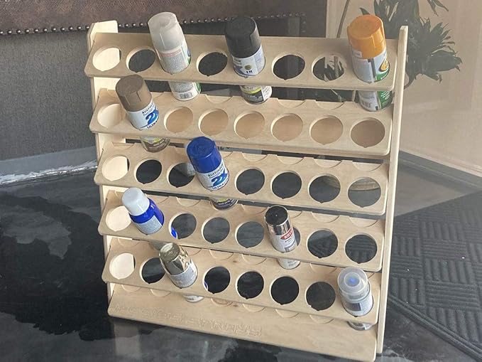 Spray Can Lube Holder Organization Storage Rack Wood Shelf Case Organizer 40-Slot Plywood