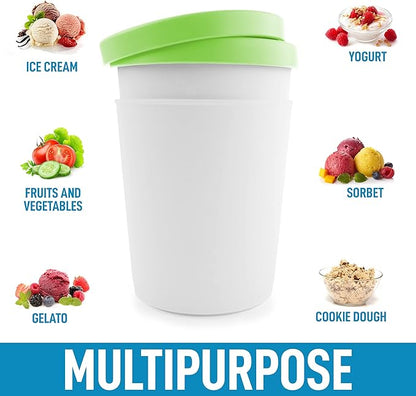 Zulay [2 Pack - 1 Quart Each] Large Ice Cream Containers For Homemade Ice Cream - Reusable Ice Cream Container Set with Lids - Ice Cream Pint Containers For Sorbet, Gelato, Frozen Yogurt (Green)