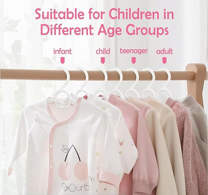 HGYZE Baby Hangers for Closet 20pcs, White Kids Clothes Hanger Plastic, 11-14" Adjustable Bulk Perchas for Newborn, Non-Slip Children Outfit Bear Hanger for Girl Boy Toddler Infant Nursery Clothing