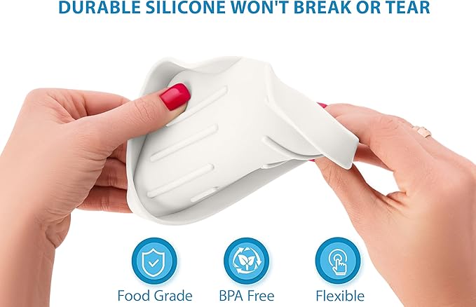 Silicone Soap Dish & Tray - Self Draining, Durable Rubber with Drainage - Kitchen & Shower Soap Holder