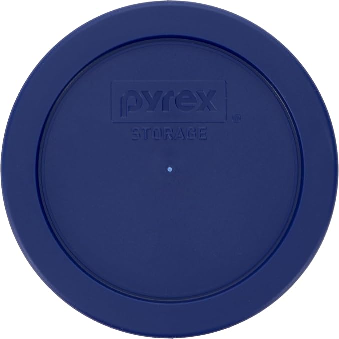 Pyrex 7200-PC 2 Cup Dark Blue Round Storage Lids - Original Genuine Pyrex Lids - 2 Pack