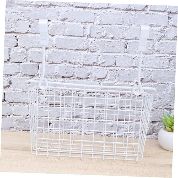 DECHOUS Over Door Basket Organizer White Hanging Storage Rack for Kitchen Cabinet Bathroom Office Rust Resistant Ventilated Holder to Maximize Space Without Hardware Installation