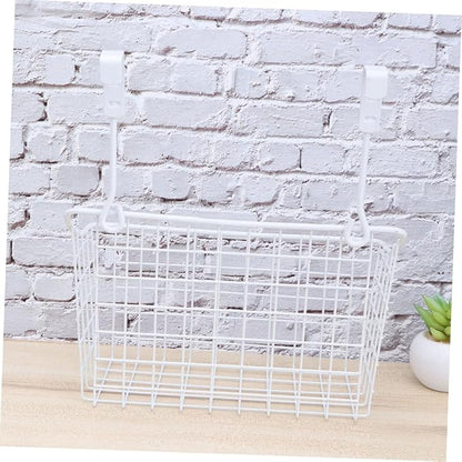 DECHOUS Over Door Basket Organizer White Hanging Storage Rack for Kitchen Cabinet Bathroom Office Rust Resistant Ventilated Holder to Maximize Space Without Hardware Installation