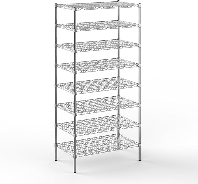21" Deep x 36" Wide x 74" Height Wire Shelving Kit | 8-Tier | NSF Commercial Storage Rack Unit