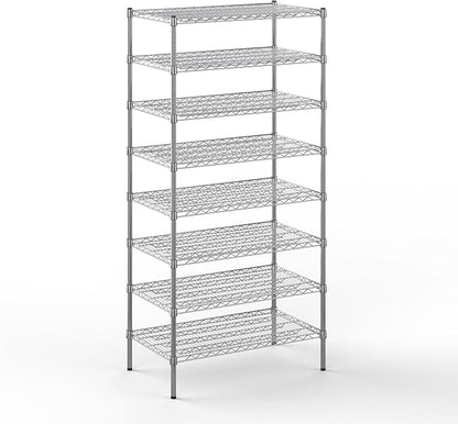 21" Deep x 36" Wide x 74" Height Wire Shelving Kit | 8-Tier | NSF Commercial Storage Rack Unit