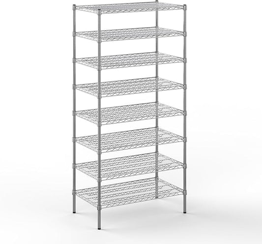 21" Deep x 36" Wide x 74" Height Wire Shelving Kit | 8-Tier | NSF Commercial Storage Rack Unit