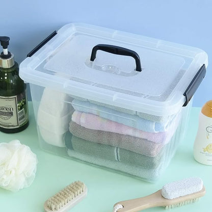 1-Pack Plastic Storage Box, Clear Latch Box with Handle and Lid, 10 L